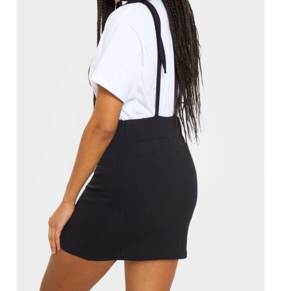 PLT size 6 high waist dungaree overall style tie straps side slit mini skirt - Picture 9 of 10